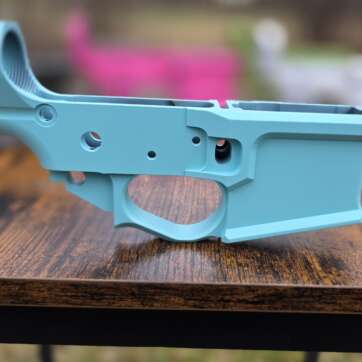 ROBINS EGG BLUE STRIPPED BILLET LOWER RECEIVER ALUMINUM AR15 5.56 223 300