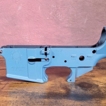 TITANIUM BLUE TOXIC STRIPPED LOWER RECEIVER ALUMINUM AR15 ENHANCED AR15 CERAKOTE